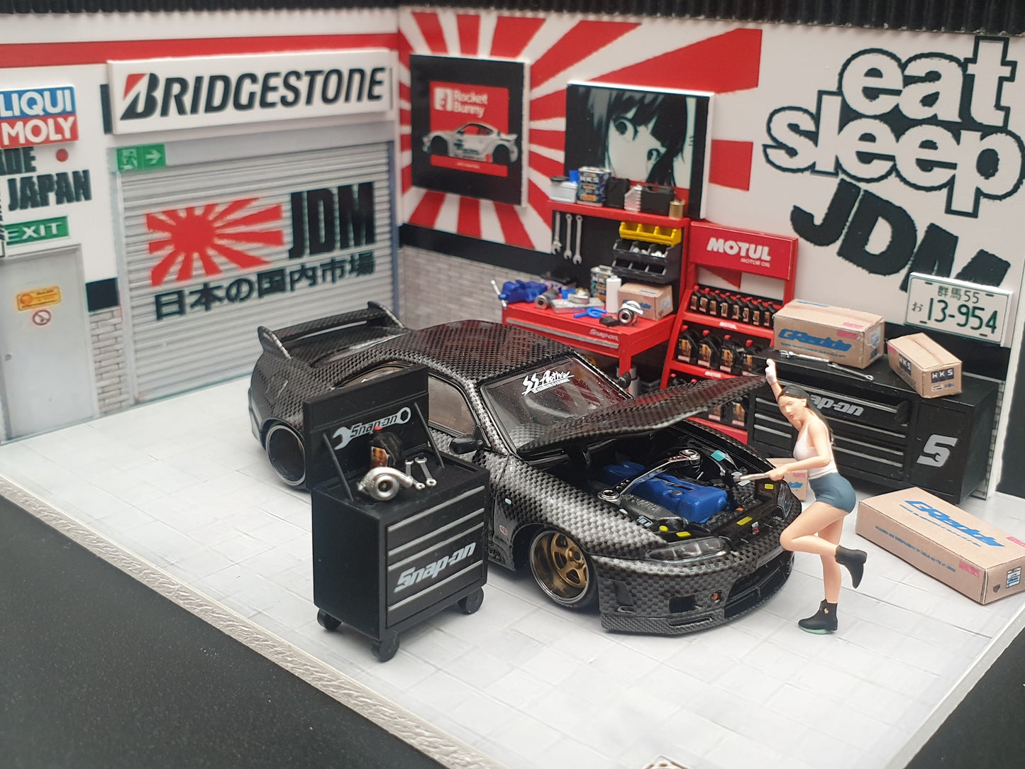 Box mini diorama "JDM GARAGE V2" Ninety One 1:64