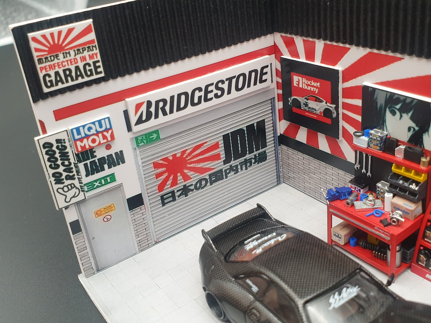 Box mini diorama "JDM GARAGE V2" Ninety One 1:64