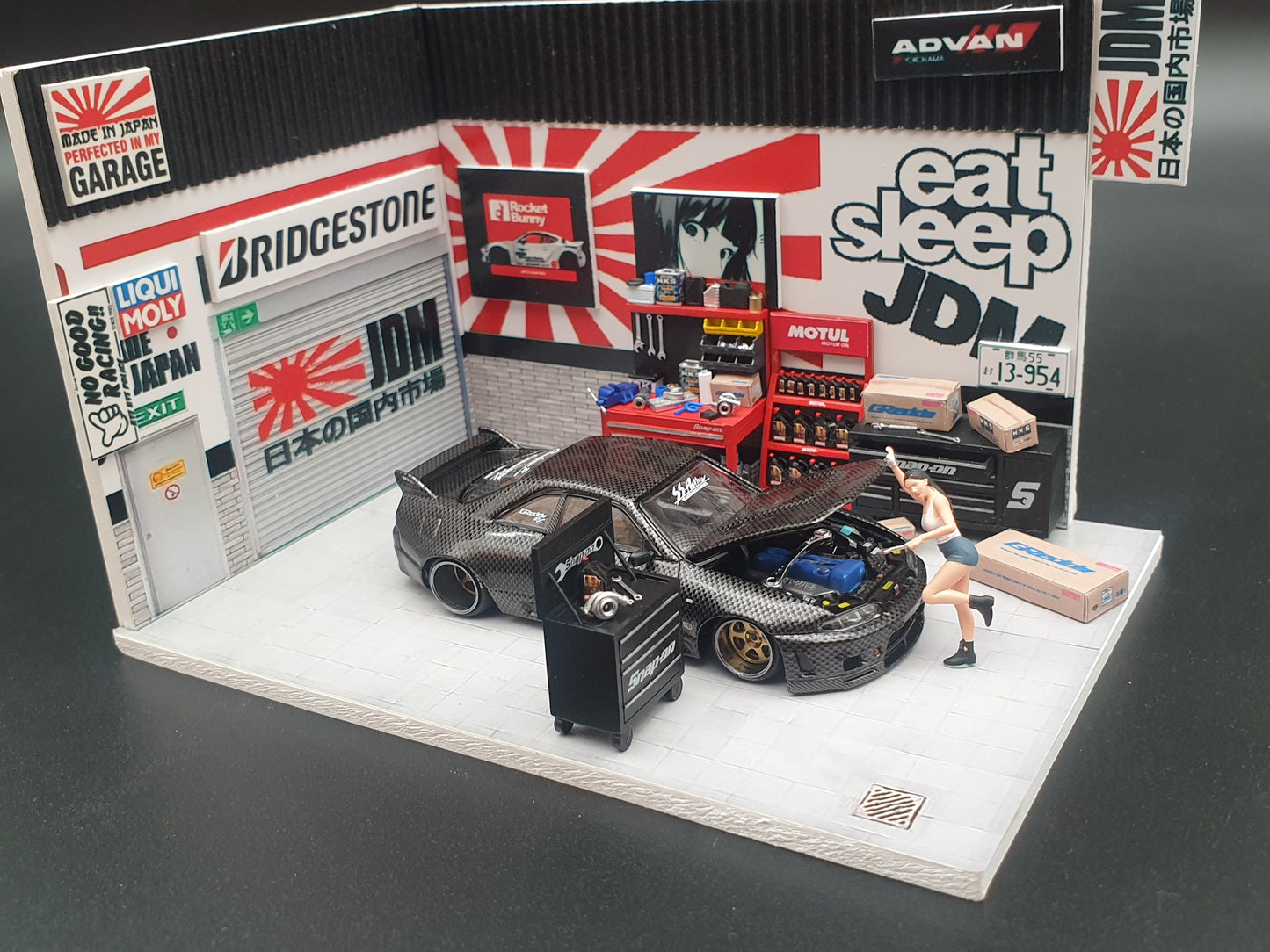 Box mini diorama "JDM GARAGE V2" Ninety One 1:64