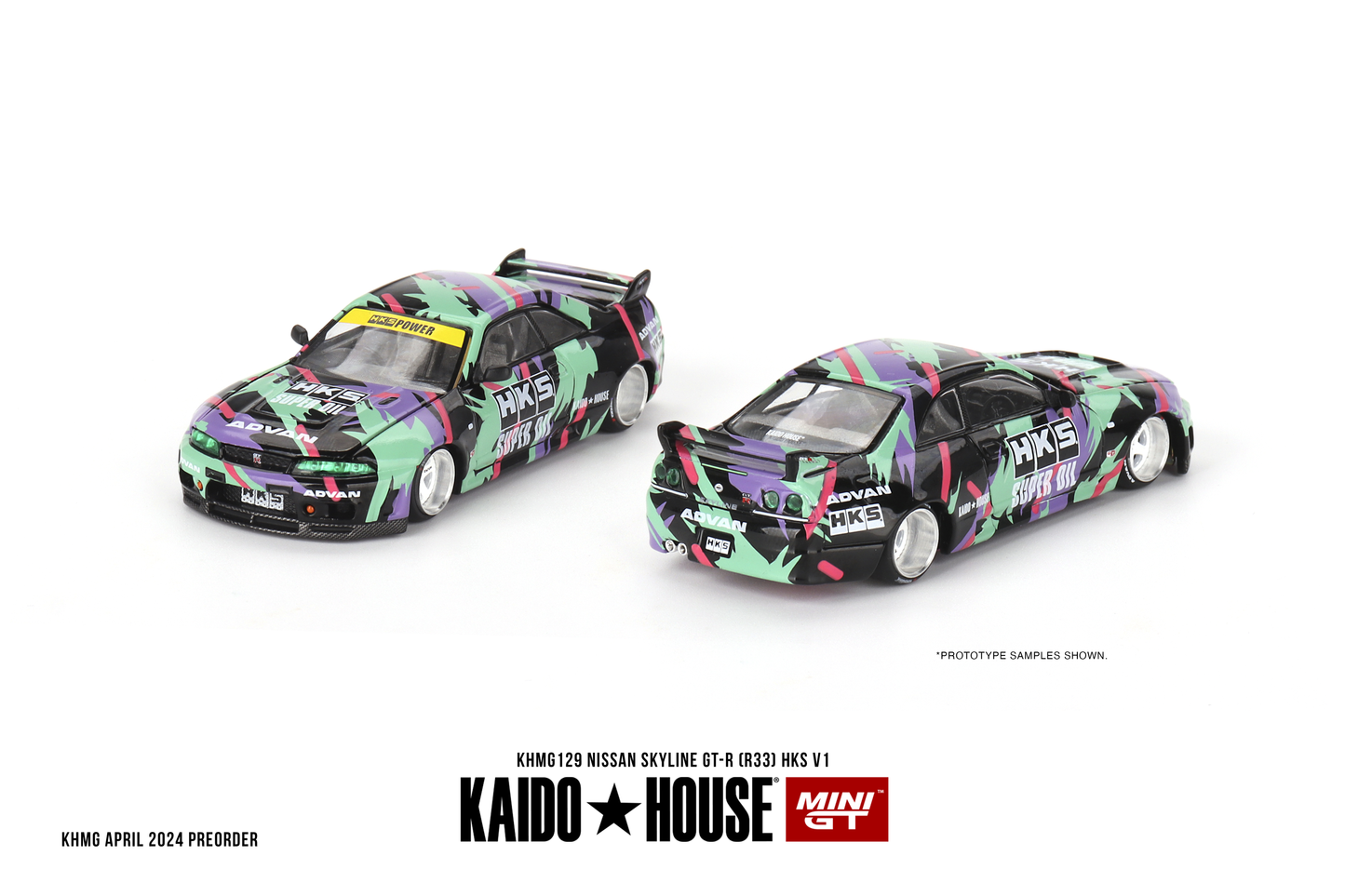 Nissan Skyline GT-R R33 HKS V1 KAIDO HOUSE Mini GT 1:64