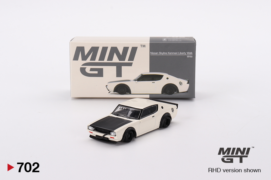 Nissan Skyline Kenmeri Liberty Walk White Mini GT 1:64