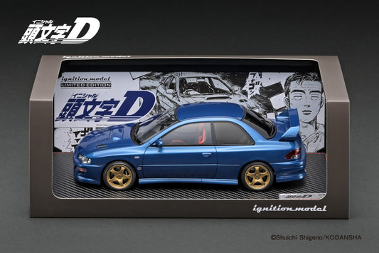 INITIAL D Subaru Impreza WRX Type R STi Version V (GC8) Blue with Bunta Fujiwara Ignition Model 1:18