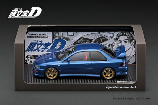 INITIAL D Subaru Impreza WRX Type R STi Version V (GC8) Blue with LED Light Ignition Model 1:18