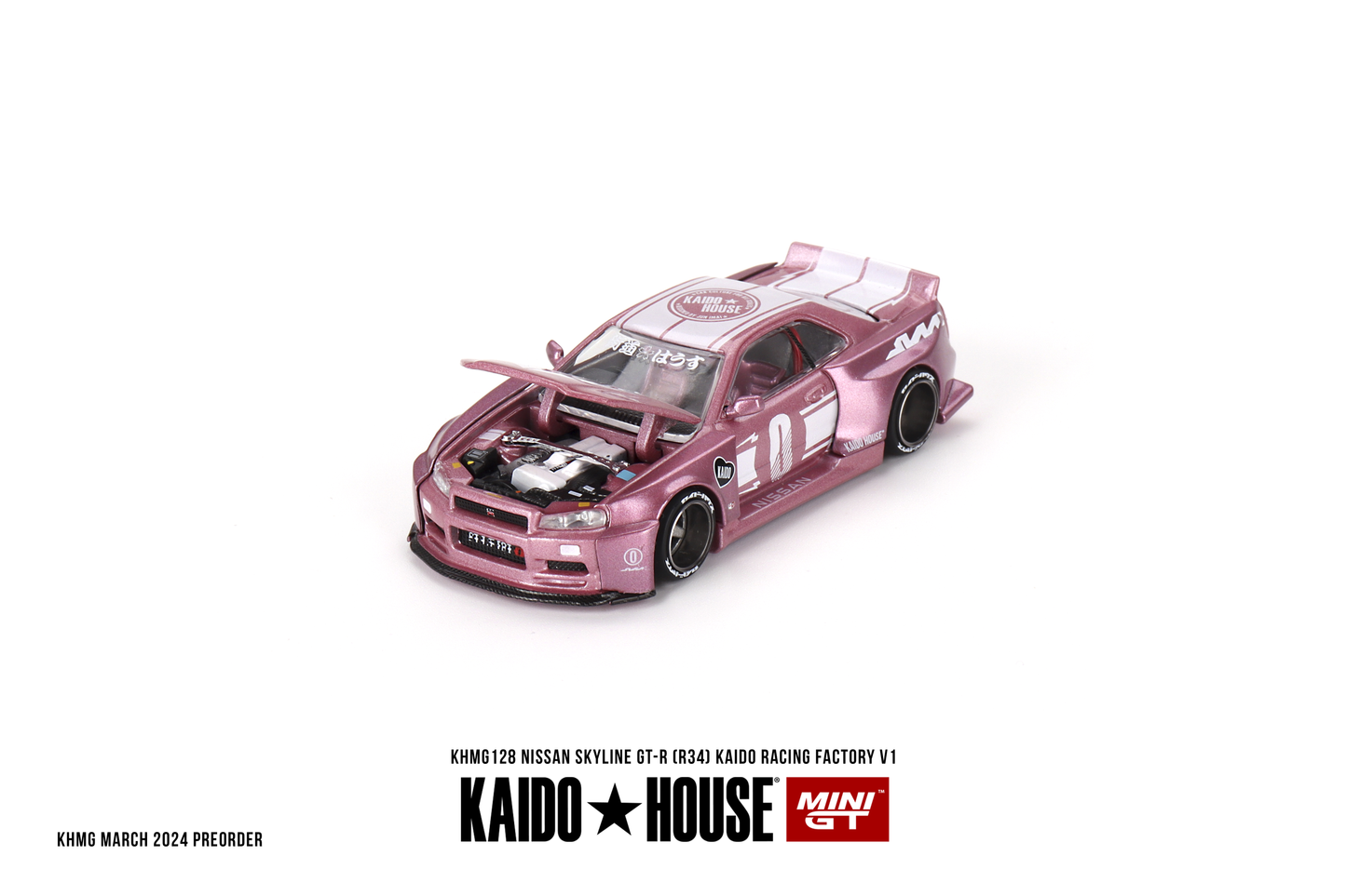 Nissan Skyline GT-R R34 KAIDO RACING FACTORY V1 KAIDO HOUSE Mini GT 1:64