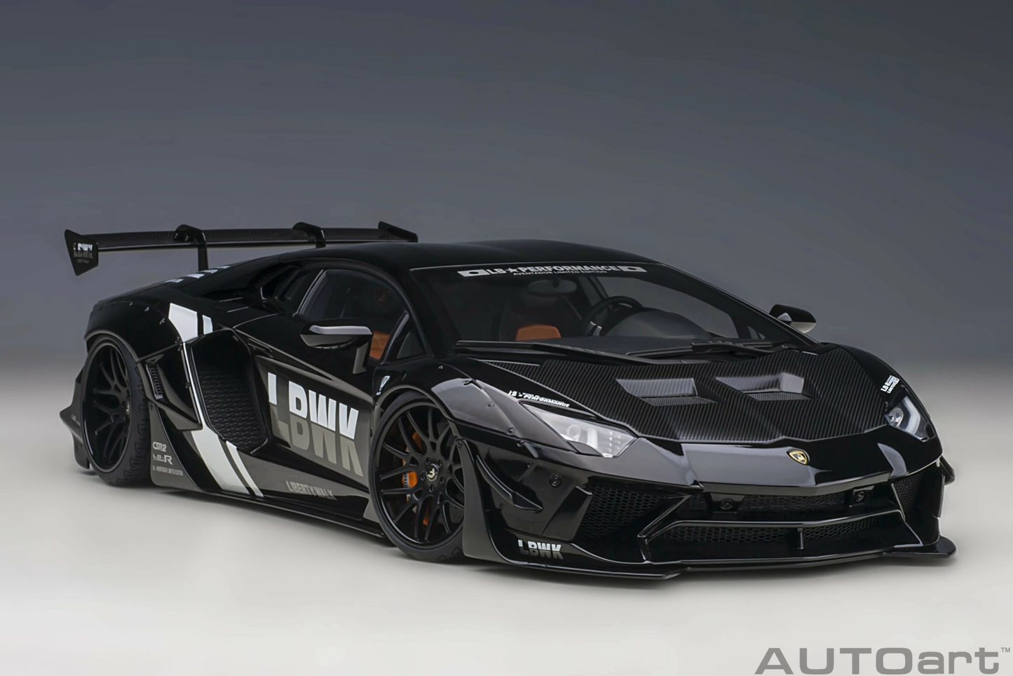 Liberty Walk LB-Works Lamborghini Aventador Limited Edition Black LBWK Livery AUTOart 1:18