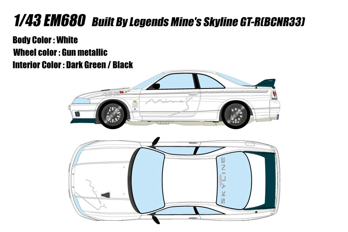 Built By Legends Mine's Skyline GT-R BCNR33 Make Up 1:43