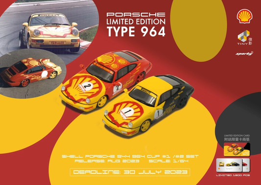 Set Combo Porsche 911 (964) Carrera Cup Shell Sparky 1:64