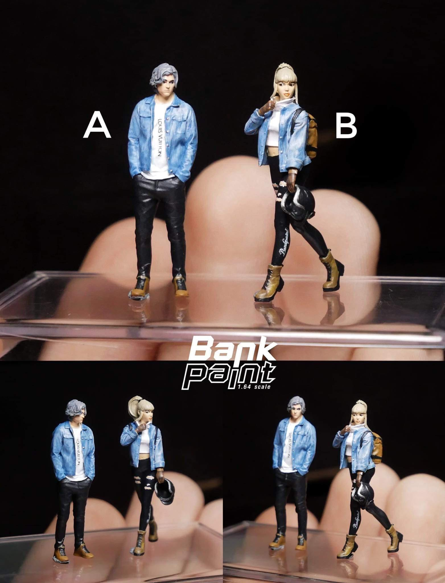 Figurine homme "Vuitton" et "bike girl" by Bank paint Ninety One 1:64