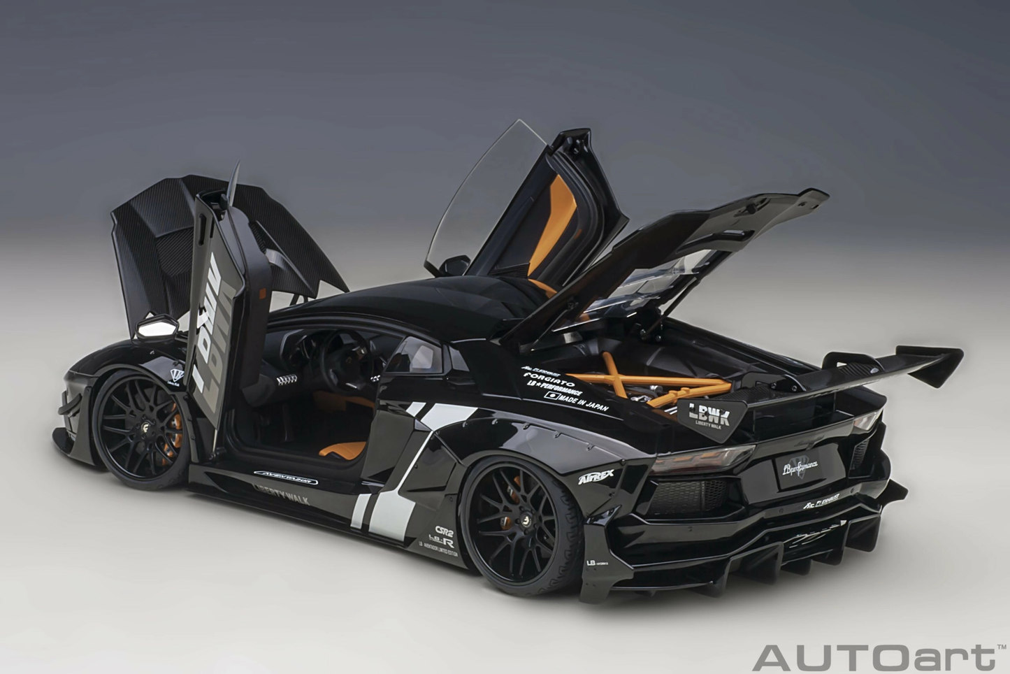 Liberty Walk LB-Works Lamborghini Aventador Limited Edition Black LBWK Livery AUTOart 1:18